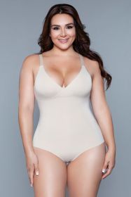 2003 What A Waist Shapewear Bodysuit (Color: Nude, size: S/M)