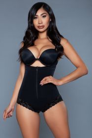 2175 Tummy Control Bodysuit (Color: black, size: S/M)