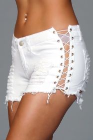 J5 Looped in Distress Shorts (Color: White, size: M)