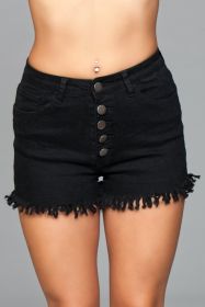 J9 Fringed Button Up Shorts (Color: black, size: M)