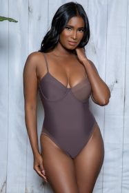 2249 Charlotte Swimsuit (Color: Brown, size: XL)