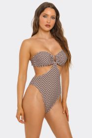 2780 Flora Monokini Swimsuit (Color: Brown, size: XL)