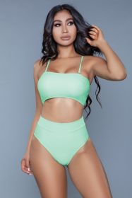1986 Chanity Swimsuit (Color: Neon Green, size: XL)